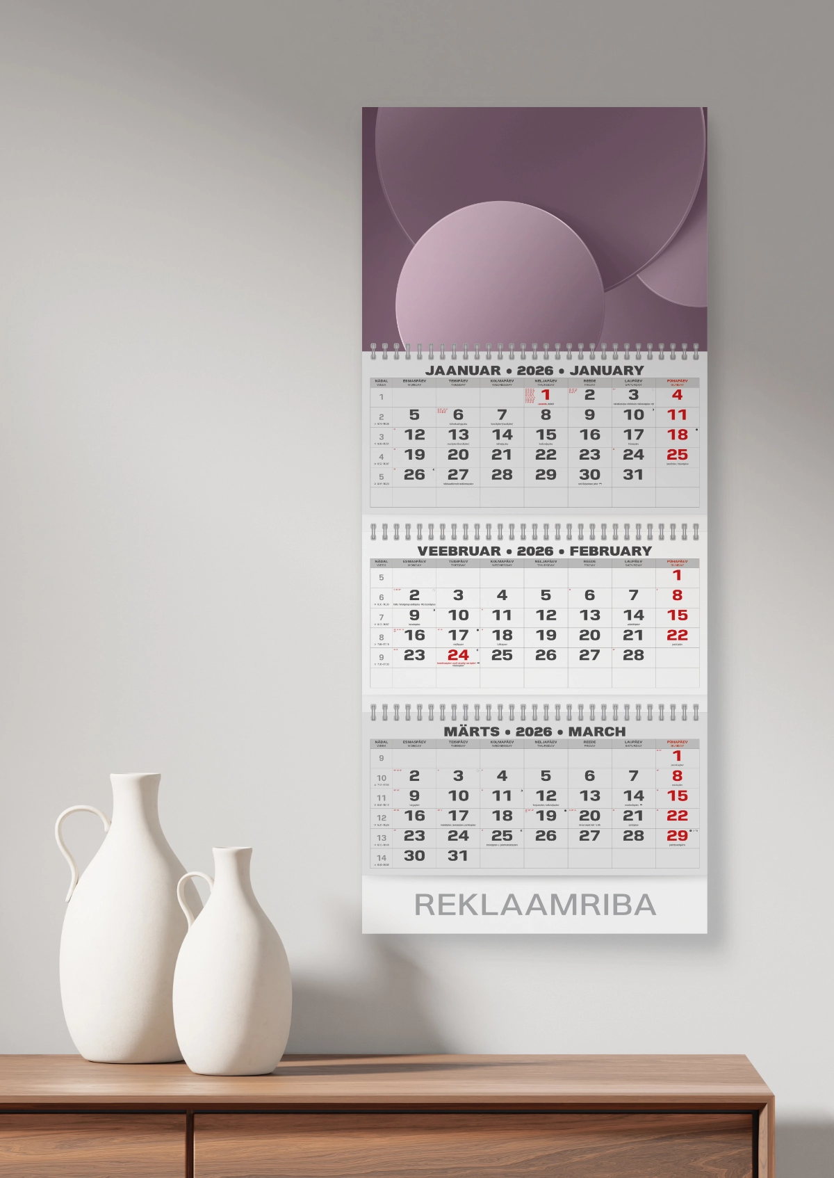 Kalender TRIO Extra ühe reklaamribaga